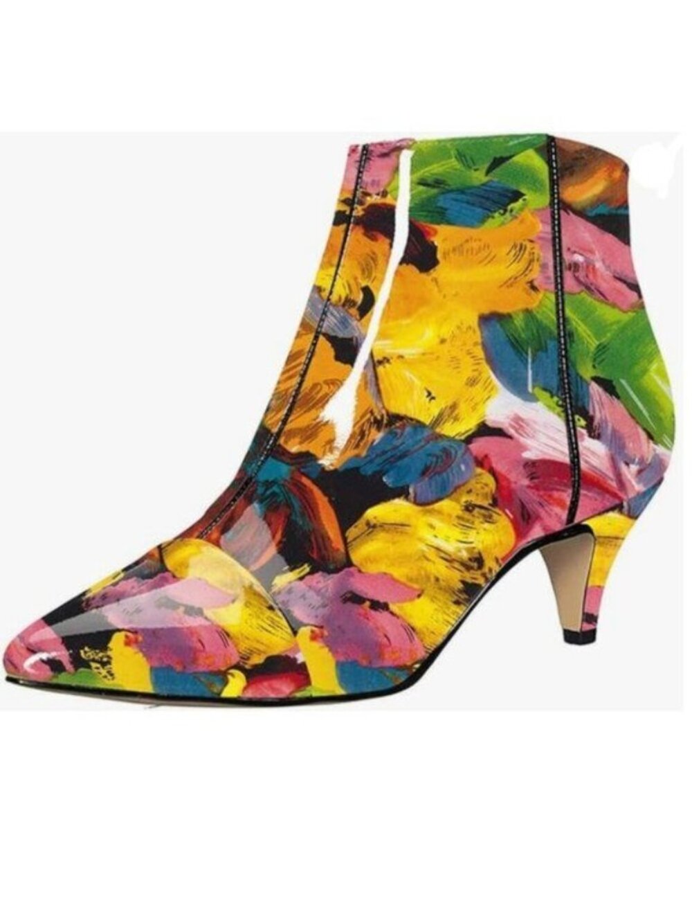 XYD Yellow Kitten Heel Ankle Boots Pointed Toe Side Zipper Prom Party Shoes